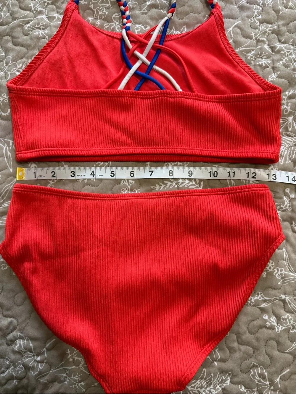 Target Brand Girls Red Ribbed 2-piece Set with Braided Straps